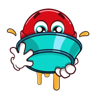 🍽 Kartun, Emoji, Mangkuk, Tumpah, Lucu, Merah, Wajah whatsapp sticker