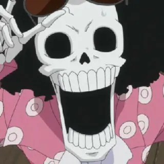 💀 Brook One Piece ブルック, ワンピース, アニメ, 骸骨, 海賊, キャラクター telegram sticker