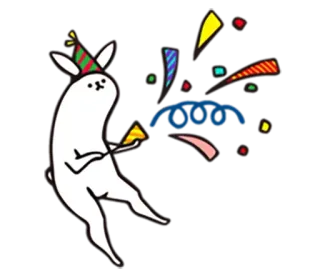 🎉 lapin, fête, célébration, confettis, mignon, animal, amusant, anniversaire whatsapp sticker