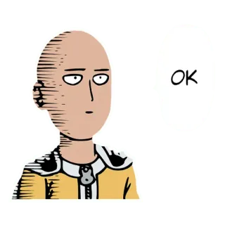 🤣 Saitama One Punch Man OK Saitama, One Punch Man, OK, Anime, Manga, Bohater telegram sticker