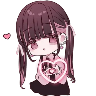 🫶 anime meisje, schattig, hart, chibi, cartoon, meisje, anime telegram sticker