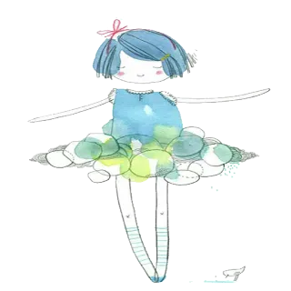 💃 niña, muñeca, azul, lindo, vestido, ballet telegram sticker