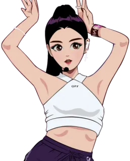 🙆‍♀ OFF kpop, chica, música, baile, dibujos animados, mujer, idol, estética telegram sticker
