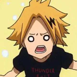 😱 Denki Kaminari My Hero Academia THUNDER
BOLT Denki Kaminari, anime, My Hero Academia, electricity, shocked, cartoon telegram sticker