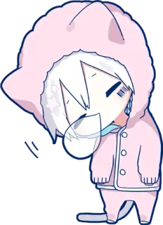 😴 アニメ, ちび, かわいい, 猫, ピンク whatsapp sticker