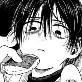 🌚 OPEN Manga, Anime, Panino, Mangiare, Monocromo whatsapp sticker