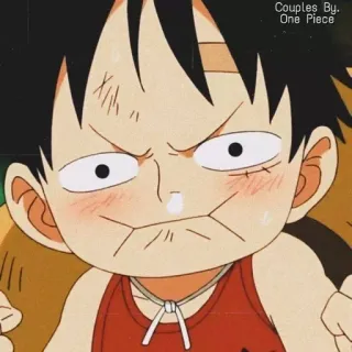 😣 Monkey D. Luffy One Piece Anime, Manga, One Piece, Luffy, Kreskówka, Śmieszne telegram sticker
