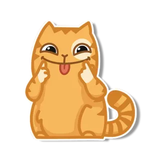 😜 gato, lindo, lengua, naranja, pegatina, animal telegram sticker
