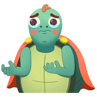 😨 Schildkröte, weinend, traurig, Cartoon, Figur, Emotion, Umhang whatsapp sticker