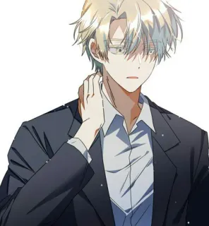 😳 man, anime, blond, suit, character, art telegram sticker