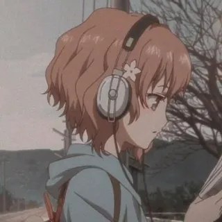 🎧 anime, headphones, girl, flower telegram sticker