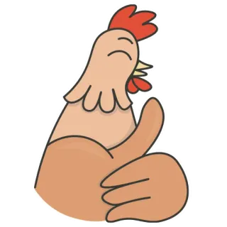 👍 pollo, pulgar arriba, ofensivo, gesto, dibujos animados whatsapp sticker