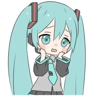 🤭 Hatsune Miku hatsune miku, anime, vocaloid, fofo, kawaii, chibi, desenho animado whatsapp sticker