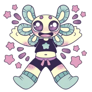 🌟 lindo, ajolote, estrella, dibujos animados, pegatina telegram sticker