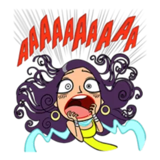 😱 AAAAAAAAAAAA ängstlich, schockiert, Cartoon, Frau, Angst, Schrei telegram sticker