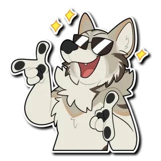 😎 lupo, furry, occhiali da sole, scintille, animale telegram sticker