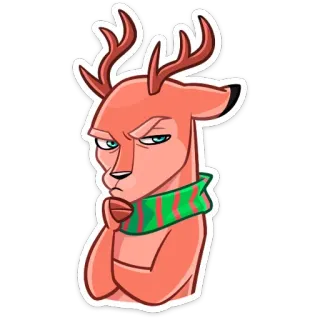 🤔 トナカイ, クリスマス, 漫画, マフラー, 冬, 休日 telegram sticker