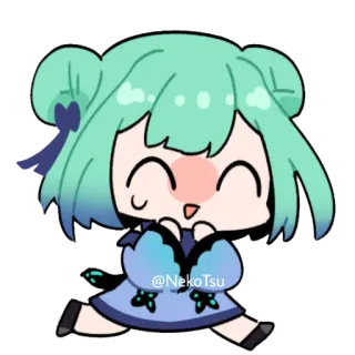🏃‍♀ @NekoTsu Anime, Desenho animado, Fofo, Kawaii, Chibi telegram sticker