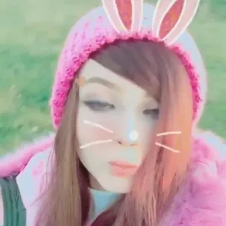 😙 lapin, oreilles, chapeau, rose, fille, filtre, selfie telegram sticker
