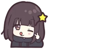 😋 Аниме, Девушка, Милая, Подмигивает, Знак мира telegram sticker