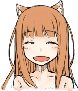 😂 Anime, Ragazza, Orecchie da gatto, Sorridendo, Manga telegram sticker