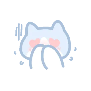 ☁️ chat, autocollant, dessin animé, mignon, amour, rougir whatsapp sticker