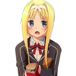 😌 chica anime, pelo rubio, fumando, anime, uniforme escolar, cigarrillo whatsapp sticker