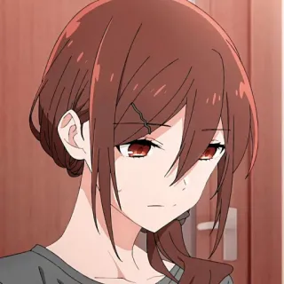 🍥 anime, garota, mangá, cabelo castanho, olhos vermelhos telegram sticker