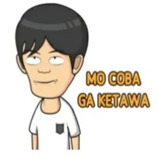 🕴 MO COBA GA KETAWA мультфильм, мужчина, персонаж, смешной, мем, текст, индонезийский telegram sticker