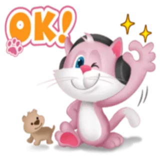 👌 OK! gatto, ok, sticker, cartone animato, carino, animale telegram sticker