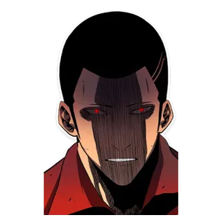 🤬 man, character, anime, red eyes, glow telegram sticker