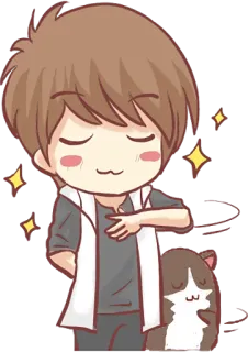 😌 Anime, Lindo, Kawaii, Chico, Gato, Sticker, Dibujo animado telegram sticker