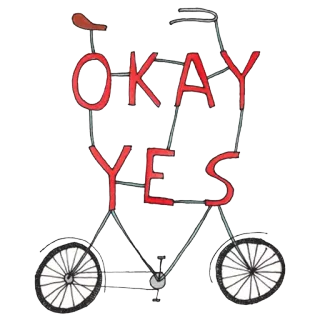 👍 OKAY YES vélo, ok, oui, bécane, dessin animé whatsapp sticker