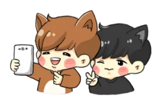 🤳 кошачьи ушки, селфи, каваи, милый, аниме, мультфильм, друзья telegram sticker