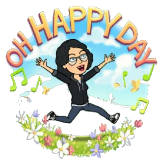 🎊 OH HAPPY DAY feliz, celebración, alegría, bitmoji, dibujos animados telegram sticker