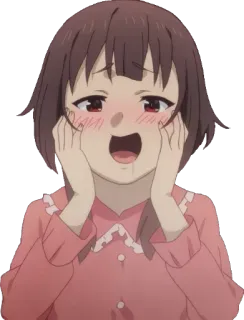 ☺️ Anime, Chica, emocionada, sorprendida, Dibujos animados, Personaje whatsapp sticker