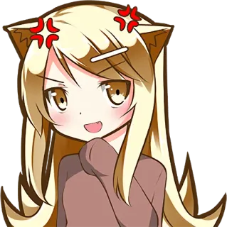 😏 动漫, 生气, 可爱, 猫娘 whatsapp sticker