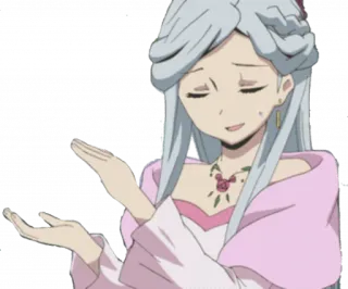 👏 Anime, Personaje, Mujer, Pelo blanco, Vestido, Elegante, Gesto telegram sticker