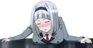 😪 anime, school uniform, embarrassed, girl, cute whatsapp sticker