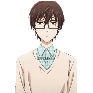 🤓 Anime, Personaggio, Ragazzo, Occhiali, Illustrazione telegram sticker