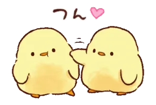 👌 つん gà con, dễ thương, kawaii, chim, hoạt hình, trái tim telegram sticker