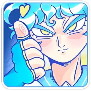 👍 sticker, estilo anime, pelo azul, pulgar arriba, dibujos animados, ilustración telegram sticker