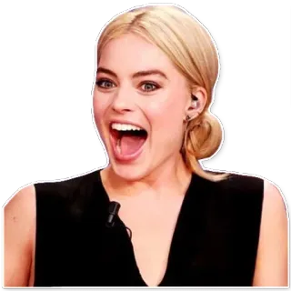 😱 Margot Robbie Margot Robbie, actrice, célébrité, excitée, femme, blonde whatsapp sticker