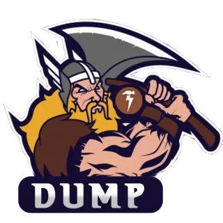 😫 DUMP Vichingo, Cartone animato, Martello, Discarica, Mascotte, Guerriero telegram sticker