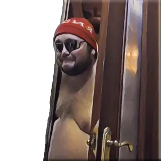 😎 сия man, sunglasses, door, hat, red telegram sticker