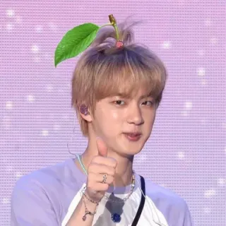 ❣️ Jin kpop, singer, bts, thumbs up, cherry, celebrity telegram sticker