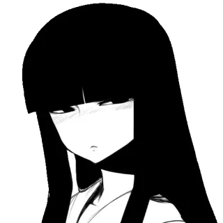 😒 Anime, Garota, Preto e branco, Mangá telegram sticker