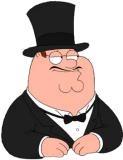 😀 Peter Griffin Family Guy 卡通, 角色, 搞笑, 燕尾服, 帽子 telegram sticker