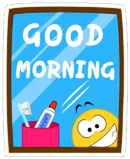 🌄 GOOD MORNING selamat pagi, salam, emoji, sikat gigi, pasta gigi telegram sticker