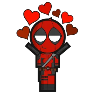 🥰 Deadpool Deadpool, Marvel, superheld, harten, liefde, sticker, cartoon telegram sticker